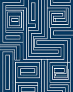 Dark Blue White Linear Maze Rug