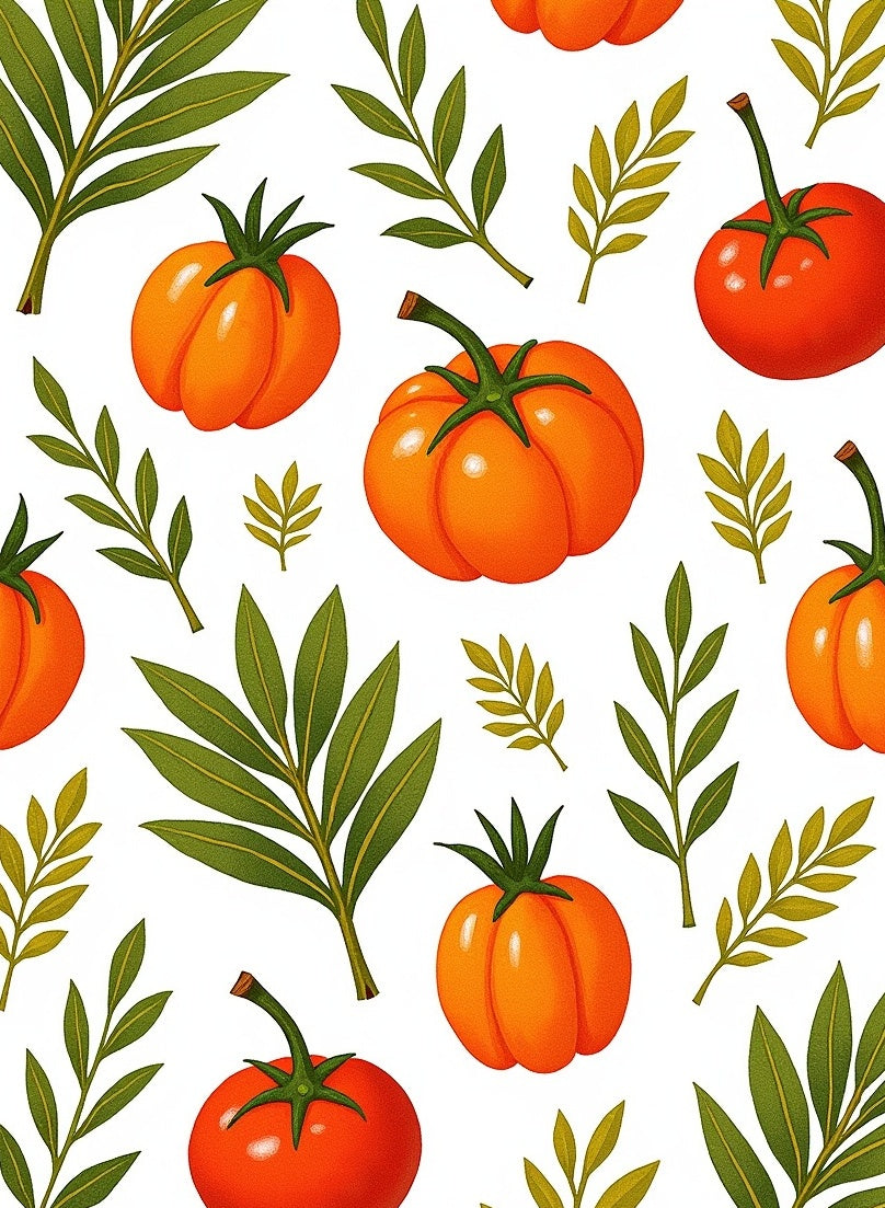 Oranges and Greens Foliage Scatter Rug