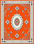 Orange Floral Diamond Medallion Rug