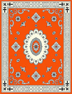 Orange Floral Diamond Medallion Rug