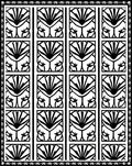 Black White Fan Geometric Border Rug