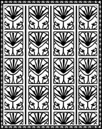 Black White Fan Geometric Border Rug