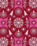 Crimson White Snowflake Evergreen Medallion Rug