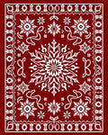 Crimson Snowflake Medallion Scroll Rug