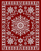 Crimson Snowflake Medallion Scroll Rug