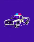 Retro Police Truck With Flashing Lights Rug