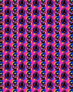 Vibrant Pink Black Hexagon Abstract Rug