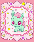 Kawaii Mint Pony Heart Star Frame Rug