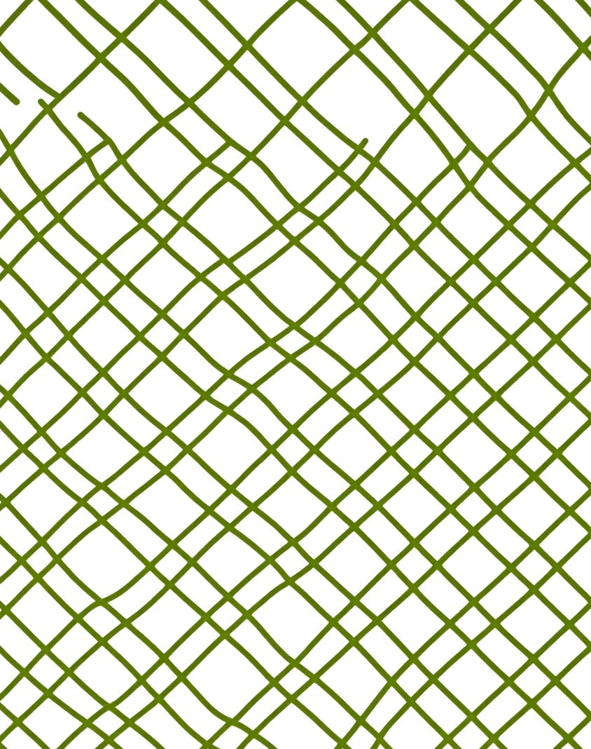 Green Scribbled Intersecting Lines Rug