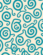 Teal Swirl Cream Abstract Organic Rug