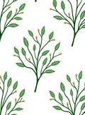 Emerald Green Branch Buds on White Rug
