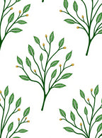 Emerald Green Branch Buds on White Rug