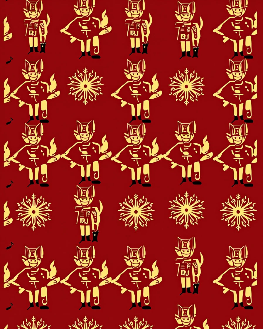Golden Nutcracker Snowflake Holiday Repeat Rug
