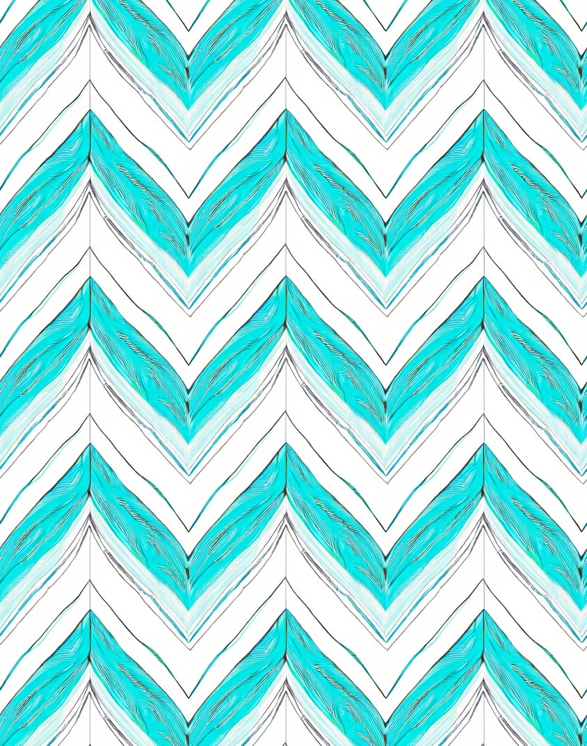 Chevron Aqua Feather Lines Rug
