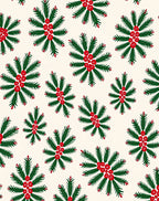 Green Pine Berry Sprig Medallion Rug