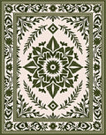 Forest Green Floral Medallion Border Rug