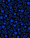 Bold Blue Floral Vine Outline Rug