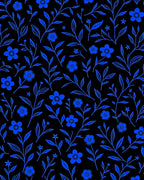 Bold Blue Floral Vine Outline Rug