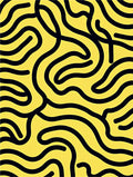 Abstract Yellow Black Wavy Lines Rug