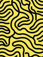 Abstract Yellow Black Wavy Lines Rug