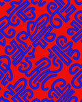 Red Blue Abstract Swirls Rug