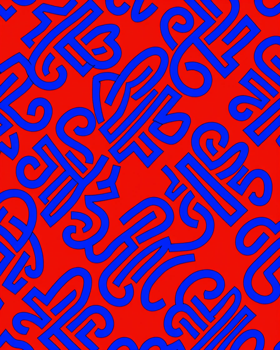Red Blue Abstract Swirls Rug
