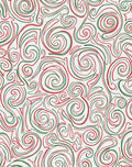 Red Green Swirl Curls Abstract Rug