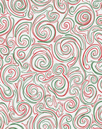 Red Green Swirl Curls Abstract Rug