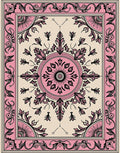 Pink Ivory Mandala Floral Medallion Rug