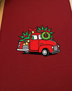 Festive Red Christmas Truck Wreath Accents Rug