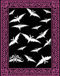 Gothic Pink Bat Border Black Rug