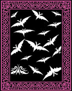 Gothic Pink Bat Border Black Rug