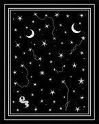 Black White Celestial Moon Star Rug