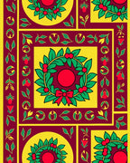 Bold Red Wreath Geometric Border Rug