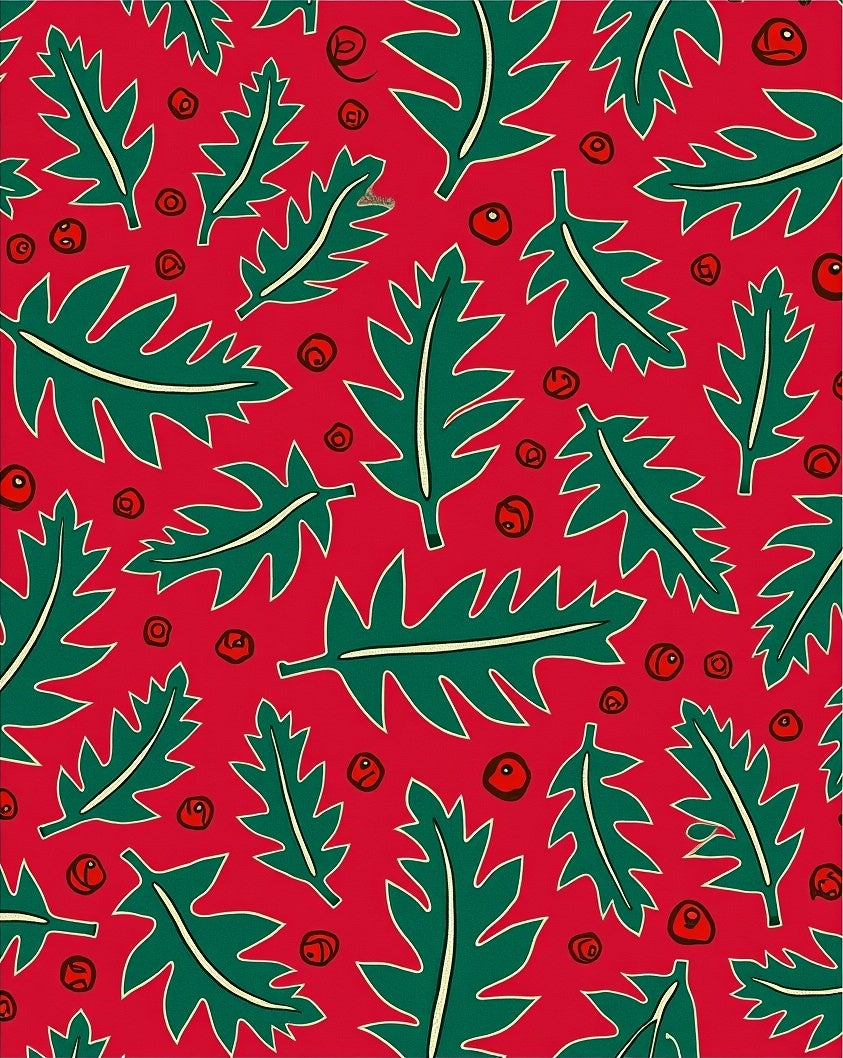 Green Leaf Red Berry Collection Rug