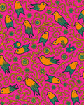 Whimsical Orange and Teal Birds Rug