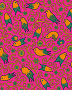 Whimsical Orange and Teal Birds Rug