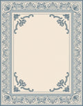 Ornate Blue Floral Vine Border Rug