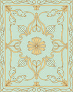 Mint Green Floral Art Nouveau Rug