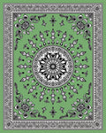 Bold Green Black Floral Mandala Rug