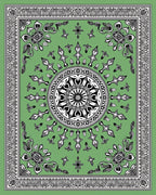 Bold Green Black Floral Mandala Rug