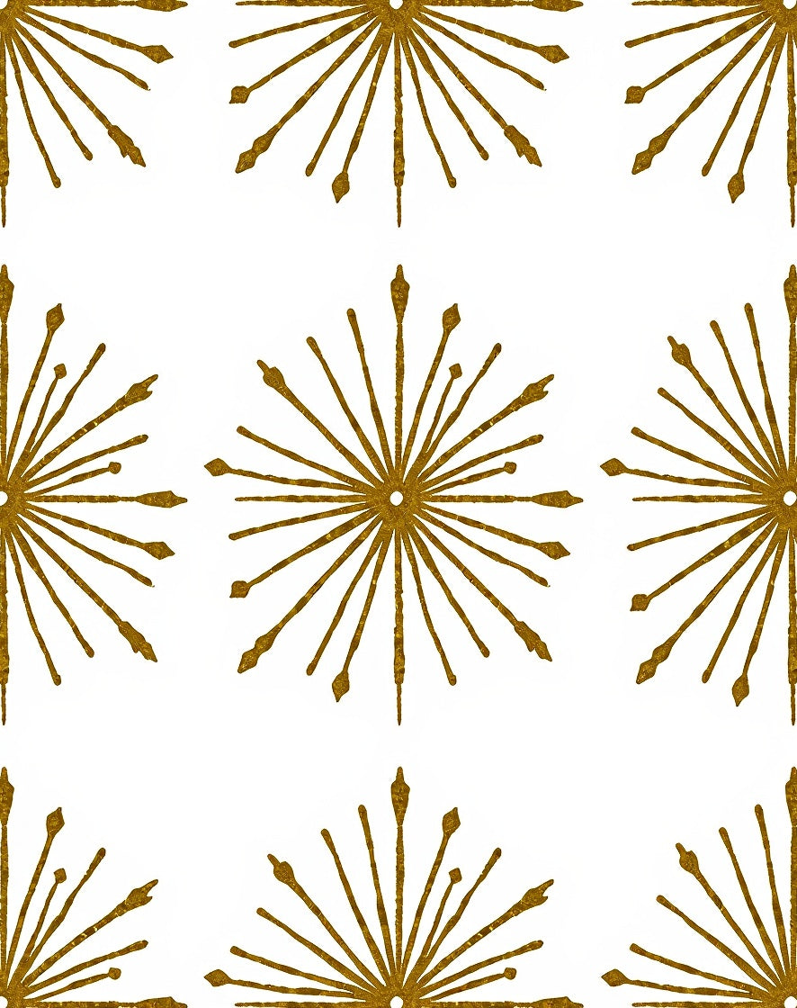 Golden Sunburst Radiating Star Rug