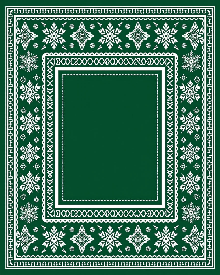 Emerald Snow Flake Medallion Border Rug