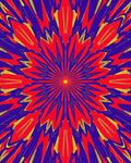 Vibrant Red Sunburst Mandala Rug