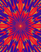 Vibrant Red Sunburst Mandala Rug