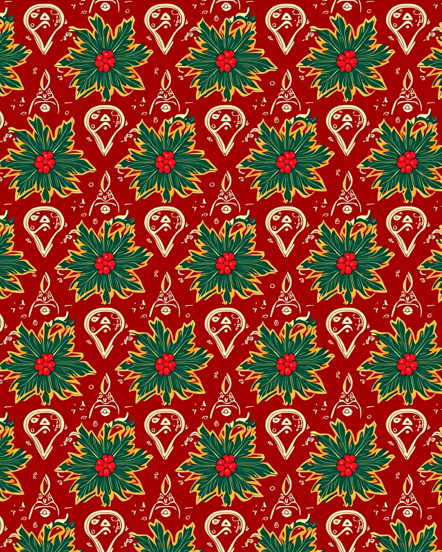 Red Holiday Poinsettia Garland Rug