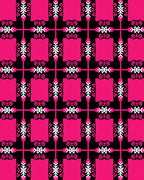 Hot Pink Black White Bold Geometric Rug