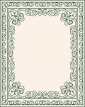 Ornate Dark Green Filigree Border Rug