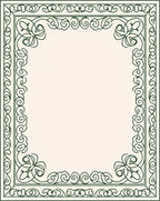 Ornate Dark Green Filigree Border Rug
