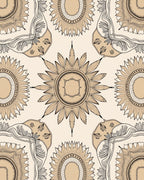 Vintage Beige Sunburst Medallion Rug